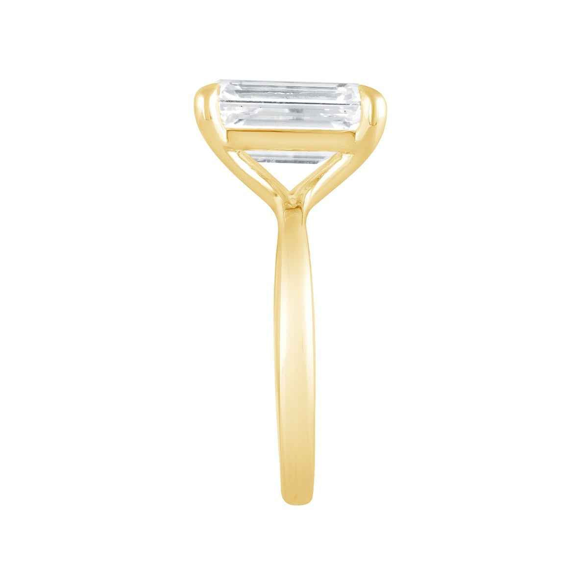 Adamante 3 ct. tw. Lab-Grown Emerald Cut Diamond Solitaire Engagement Ring in 14K Yellow Gold close-up detail