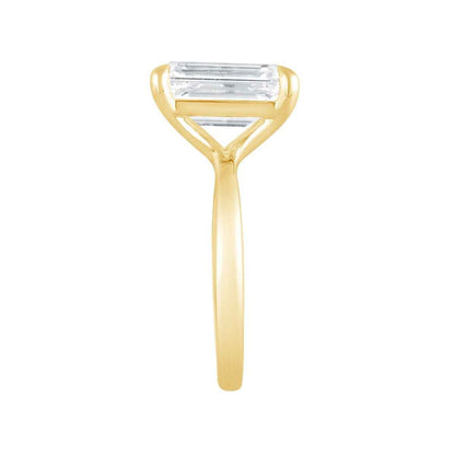 Adamante 3 ct. tw. Lab-Grown Emerald Cut Diamond Solitaire Engagement Ring in 14K Yellow Gold close-up detail