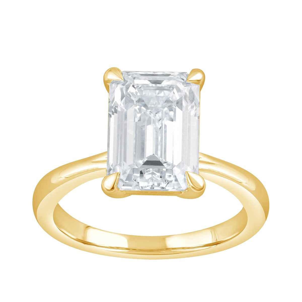 Adamante 3 ct. tw. Lab-Grown Emerald Cut Diamond Solitaire Engagement Ring in 14K Yellow Gold