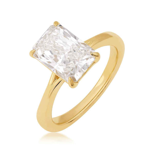 Adamante 3 ct. tw. Lab-Grown Radiant Cut Diamond Solitaire Engagement Ring in 14K Yellow Gold front view