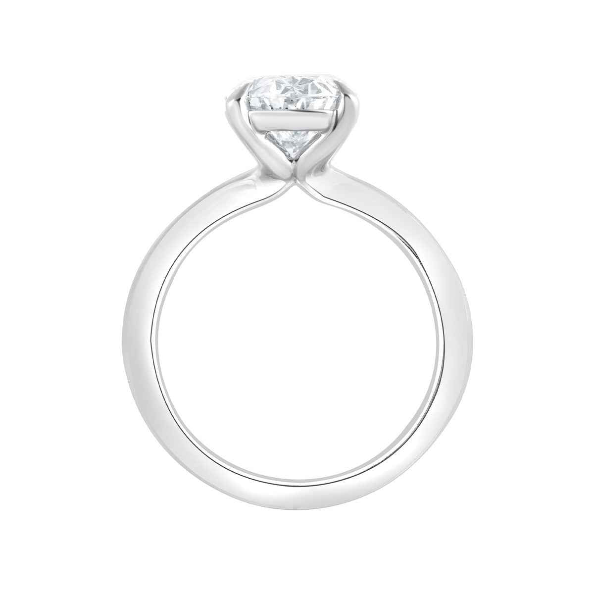 Adamante 3 ct. tw. Lab-Grown Oval Diamond Solitaire Engagement Ring in 14K White Gold front view (2)