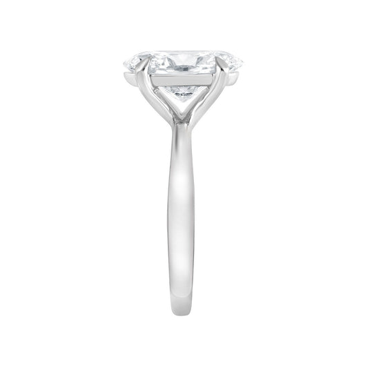 Adamante 3 ct. tw. Lab-Grown Oval Diamond Solitaire Engagement Ring in 14K White Gold close-up detail