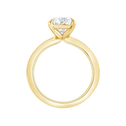 Adamante 3 ct. tw. Lab-Grown Oval Diamond Solitaire Engagement Ring in 14K Yellow Gold front view (2)
