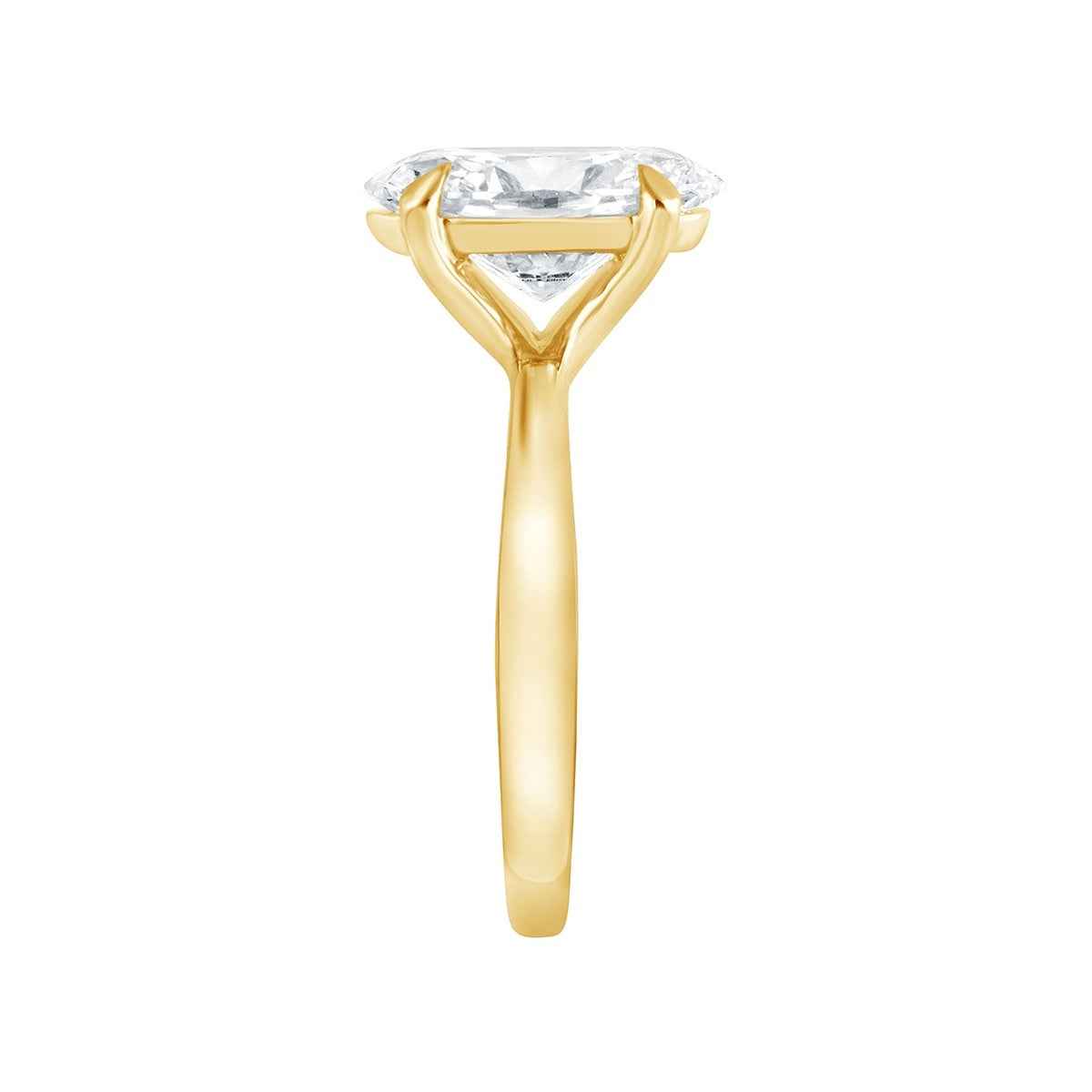 Adamante 3 ct. tw. Lab-Grown Oval Diamond Solitaire Engagement Ring in 14K Yellow Gold close-up detail