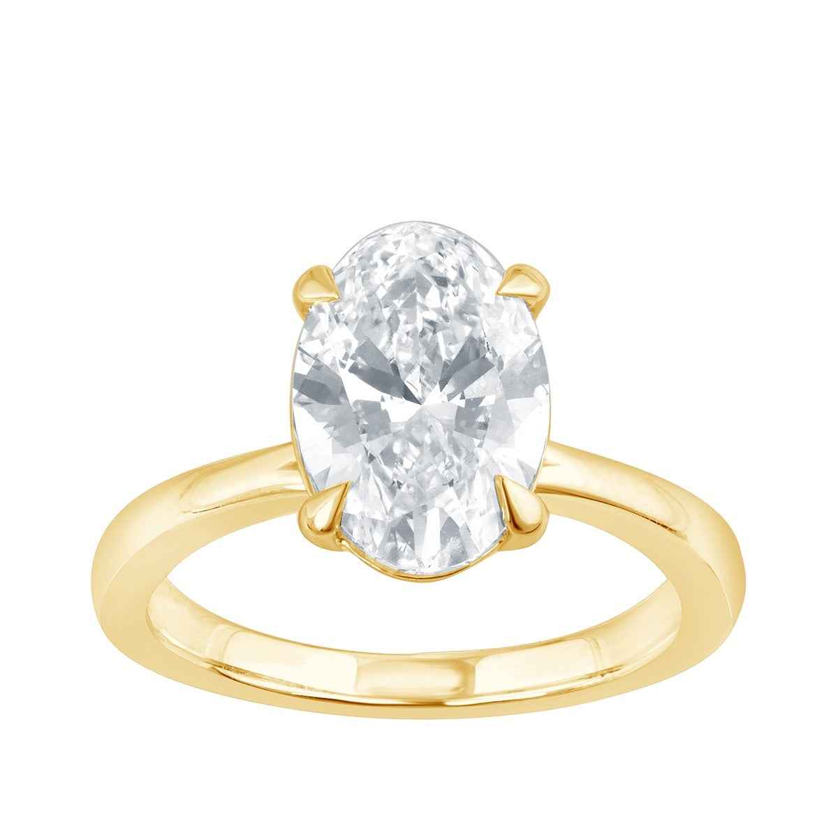 Adamante 3 ct. tw. Lab-Grown Oval Diamond Solitaire Engagement Ring in 14K Yellow Gold (2)