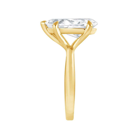 Adamante 4 ct. tw. Lab-Grown Pear Diamond Solitaire Engagement Ring in 14K Yellow & White Gold close-up detail
