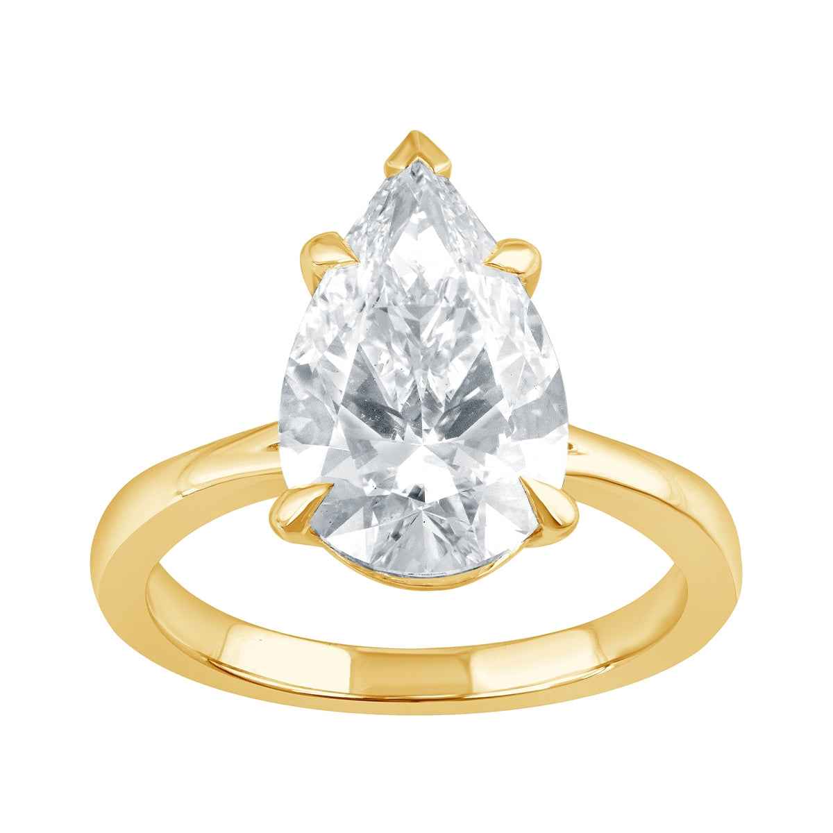Adamante 4 ct. tw. Lab-Grown Pear Diamond Solitaire Engagement Ring in 14K Yellow & White Gold (2)