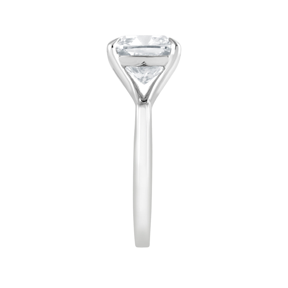 Adamante 4 ct. tw. Lab-Grown Cushion Diamond Solitaire Engagement Ring in 14K White Gold close-up detail