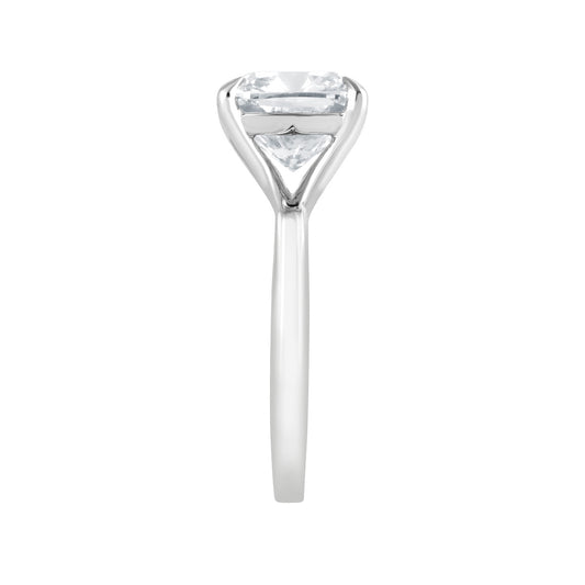 Adamante 4 ct. tw. Lab-Grown Cushion Diamond Solitaire Engagement Ring in 14K White Gold close-up detail