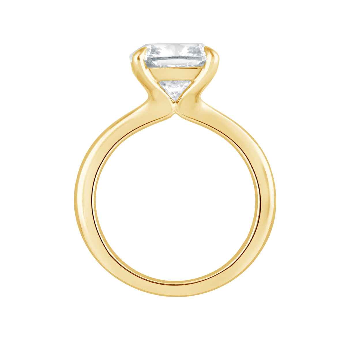 Adamante 4 ct. tw. Lab-Grown Cushion Diamond Solitaire Engagement Ring in 14K Yellow Gold front view