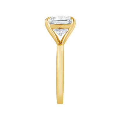 Adamante 4 ct. tw. Lab-Grown Cushion Diamond Solitaire Engagement Ring in 14K Yellow Gold close-up detail
