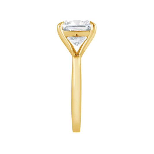 Adamante 4 ct. tw. Lab-Grown Cushion Diamond Solitaire Engagement Ring in 14K Yellow Gold close-up detail