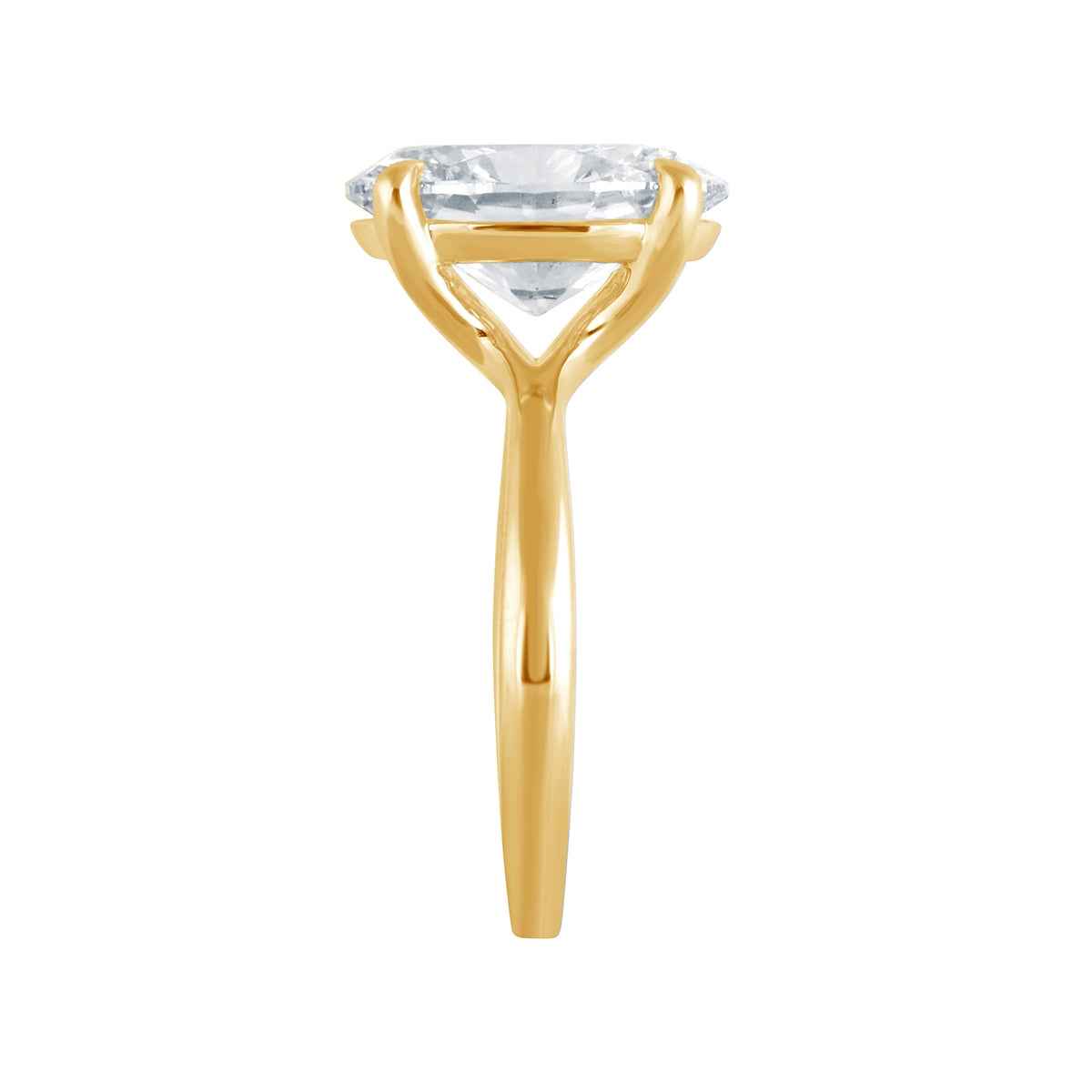 Adamante 5 ct. tw. Lab-Grown Oval Diamond Solitaire Engagement Ring in 14K Yellow Gold close-up detail