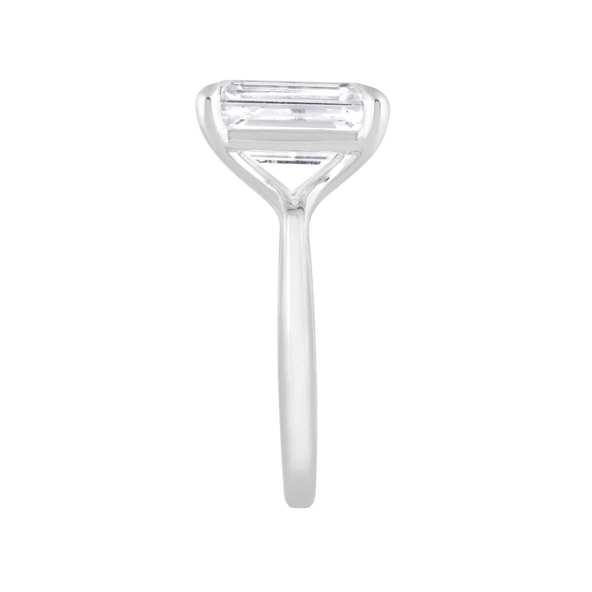 Adamante 5 ct. tw. Lab-Grown Emerald Cut Diamond Solitaire Engagement Ring in 14K White Gold close-up detail