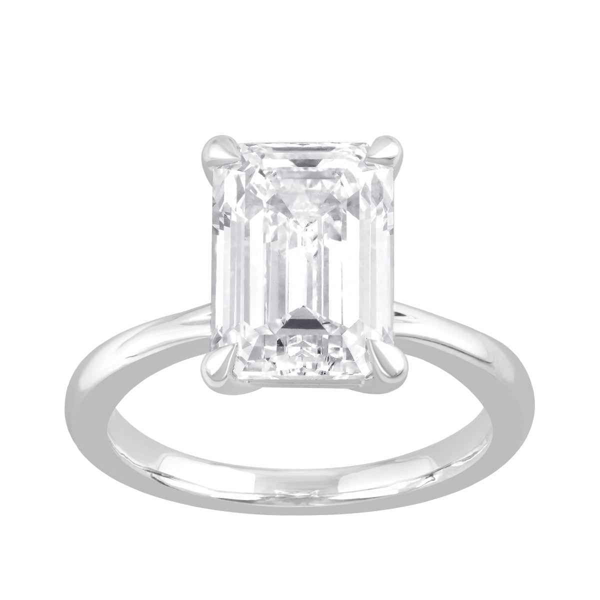 Adamante 5 ct. tw. Lab-Grown Emerald Cut Diamond Solitaire Engagement Ring in 14K White Gold