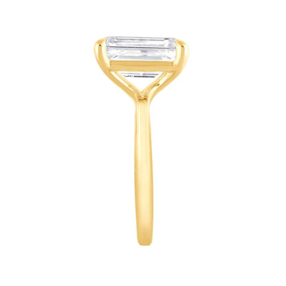 Adamante 5 ct. tw. Lab-Grown Emerald Cut Diamond Solitaire Engagement Ring in 14K Yellow Gold close-up detail