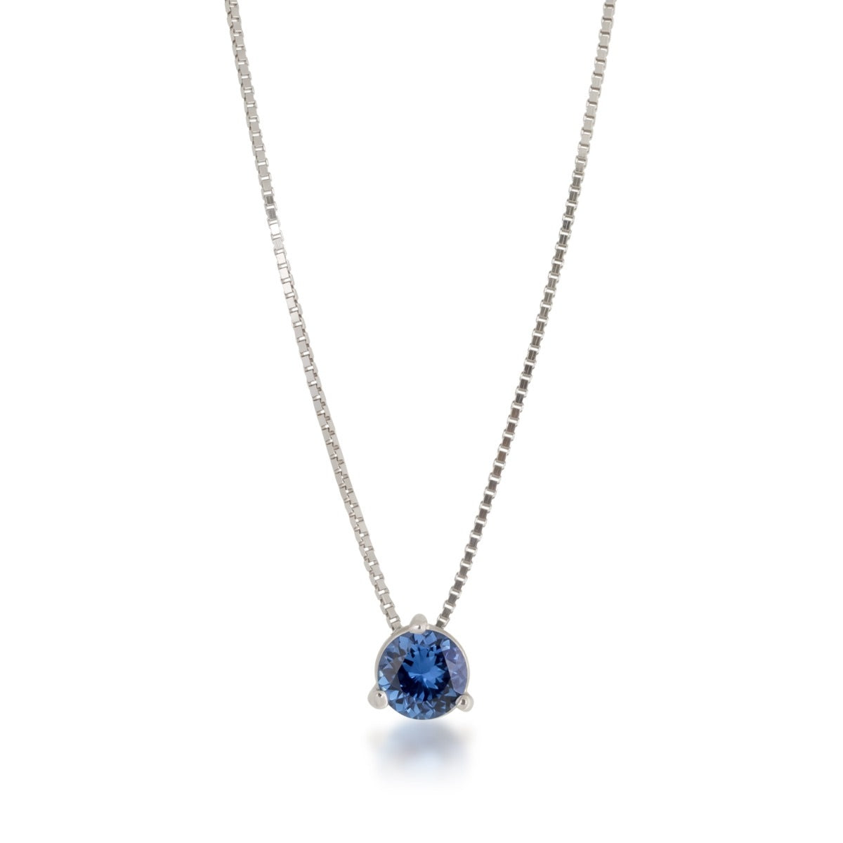 4.5mm Yogo Sapphire Martini Set Solitaire Pendant in 14K White Gold