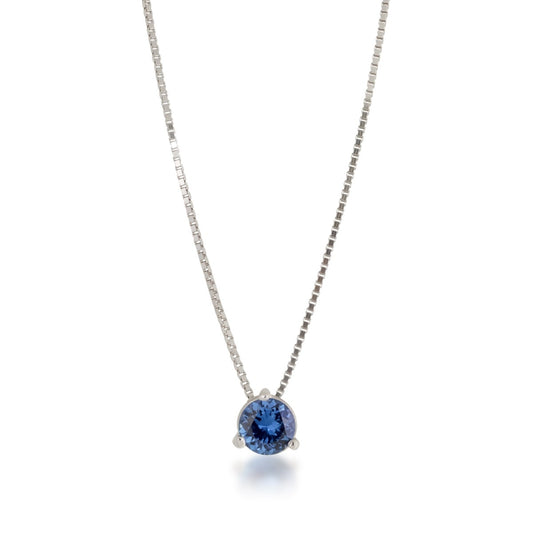4.5mm Yogo Sapphire Martini Set Solitaire Pendant in 14K White Gold