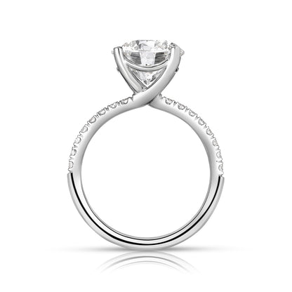 Natural 3/4 ct. tw. Round Brilliant Diamond Engagement Ring in 14K White Gold front view