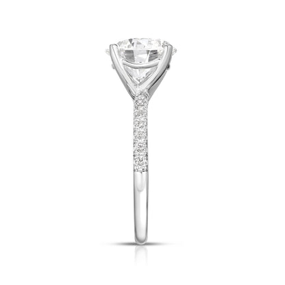 Natural 3/4 ct. tw. Round Brilliant Diamond Engagement Ring in 14K White Gold close-up detail