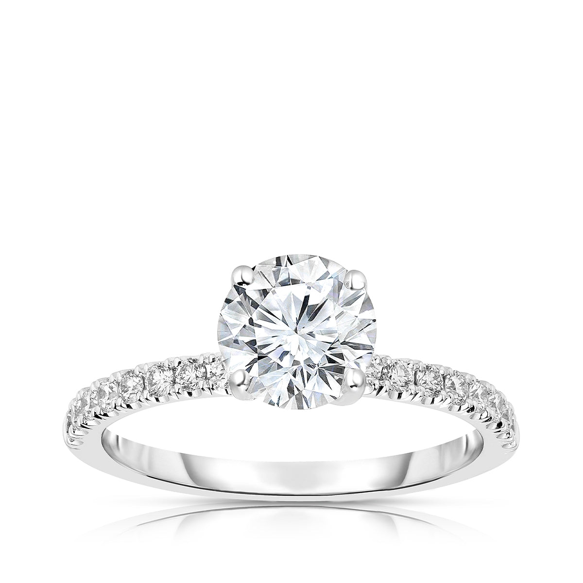 Natural 3/4 ct. tw. Round Brilliant Diamond Engagement Ring in 14K White Gold
