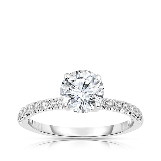 Natural 3/4 ct. tw. Round Brilliant Diamond Engagement Ring in 14K White Gold