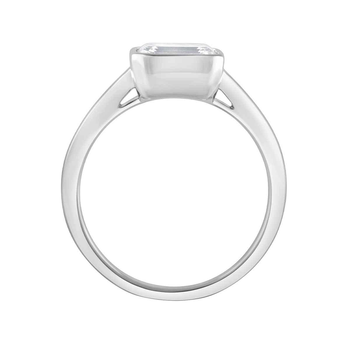 Adamante 1 ct. tw. Lab-Grown Emerald Cut Diamond Solitaire Engagement Ring in 14K White Gold front view (2)