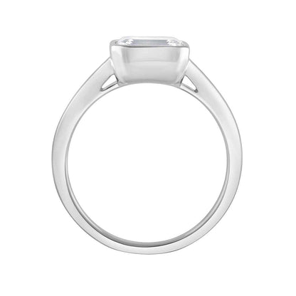 Adamante 1 ct. tw. Lab-Grown Emerald Cut Diamond Solitaire Engagement Ring in 14K White Gold front view (2)