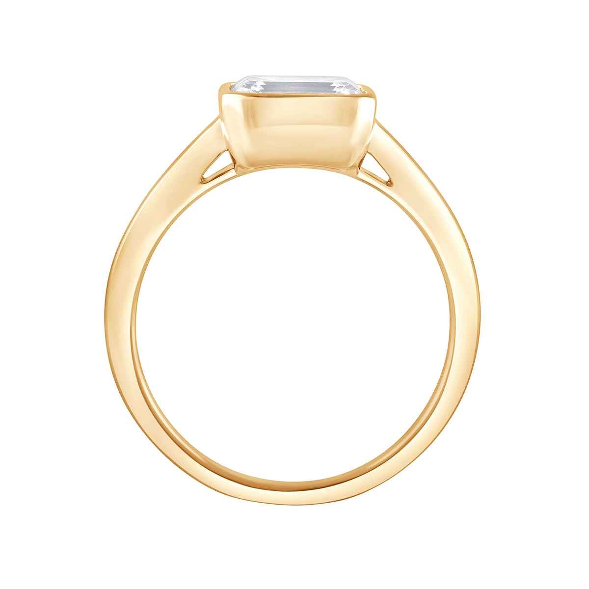 Adamante 1 ct. tw. Lab-Grown Emerald Cut Diamond Solitaire Engagement Ring in 14K Yellow Gold front view