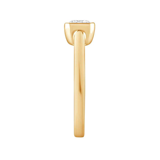 Adamante 1 ct. tw. Lab-Grown Emerald Cut Diamond Solitaire Engagement Ring in 14K Yellow Gold close-up detail