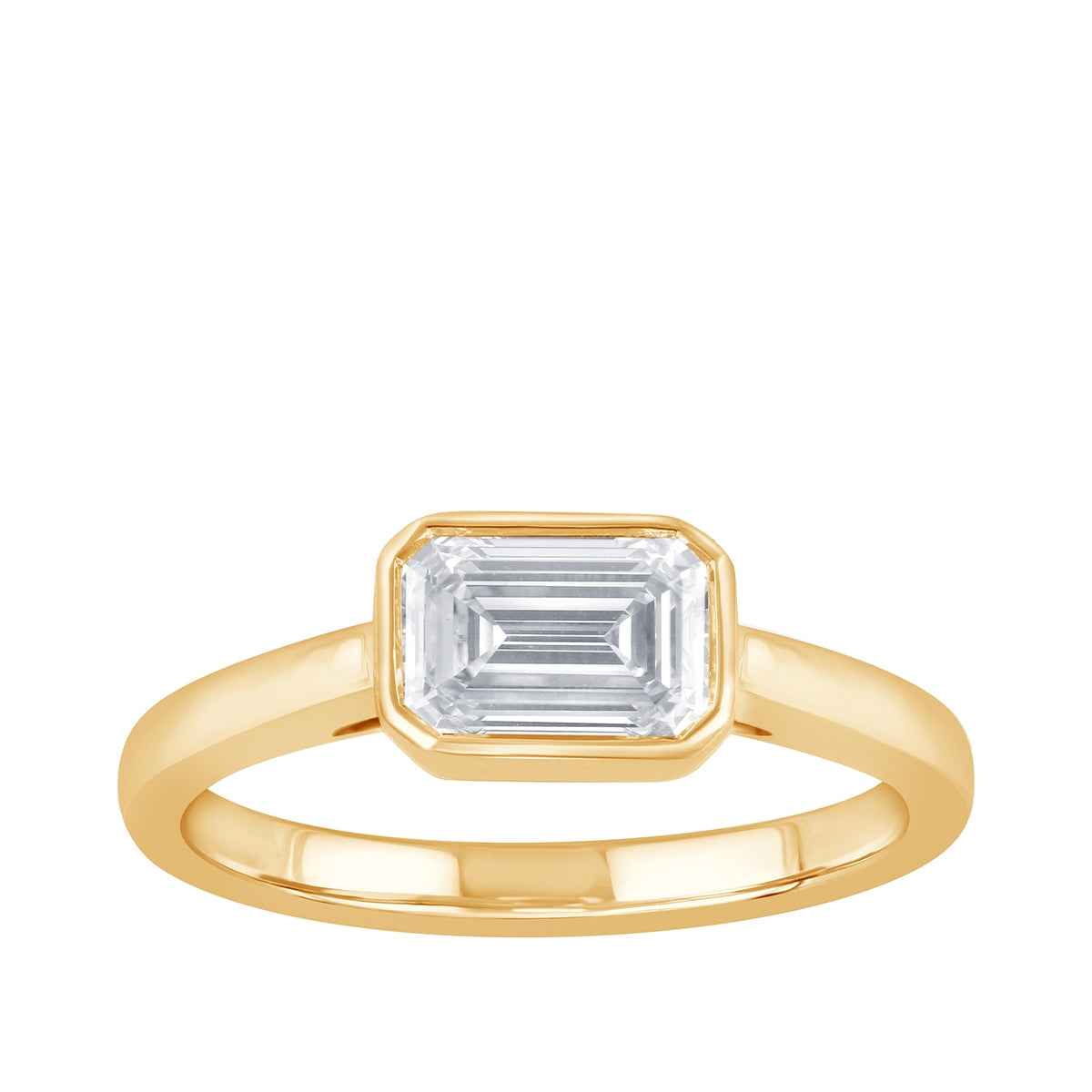 Adamante 1 ct. tw. Lab-Grown Emerald Cut Diamond Solitaire Engagement Ring in 14K Yellow Gold