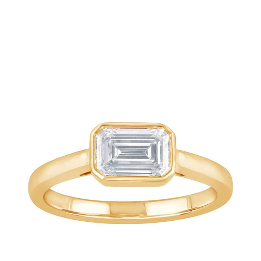 Adamante 1 ct. tw. Lab-Grown Emerald Cut Diamond Solitaire Engagement Ring in 14K Yellow Gold