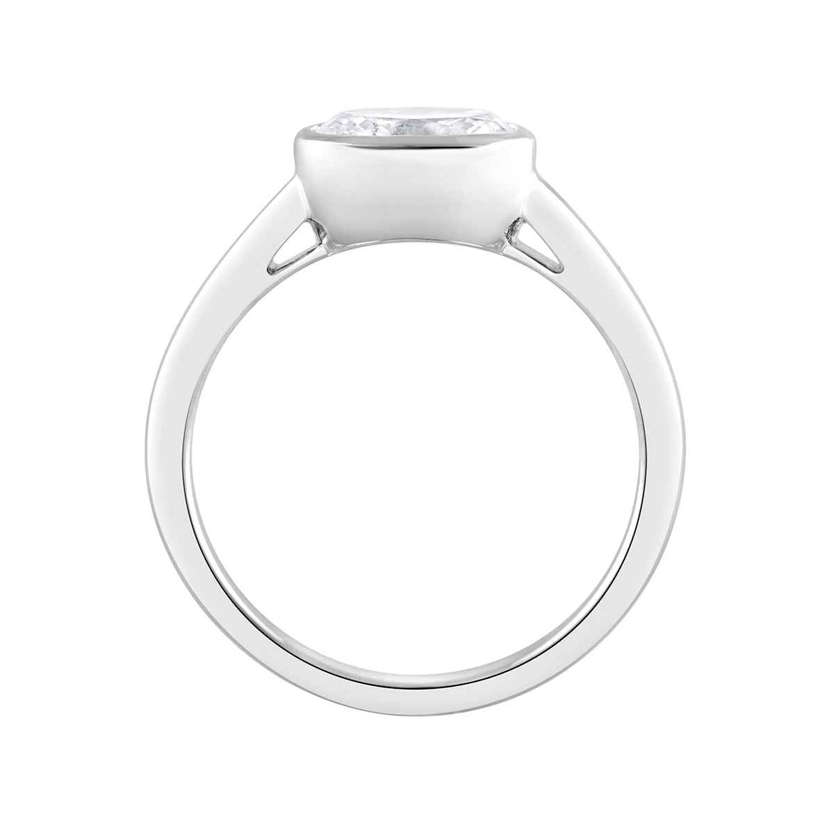 Adamante 1 ct. tw. Lab-Grown Oval Diamond Solitaire Engagement Ring in 14K White Gold front view (2)