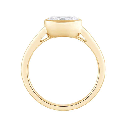 Adamante 1 ct. tw. Lab-Grown Oval Diamond Bezel Set Solitaire Engagement Ring in 14K Yellow Gold front view (2)