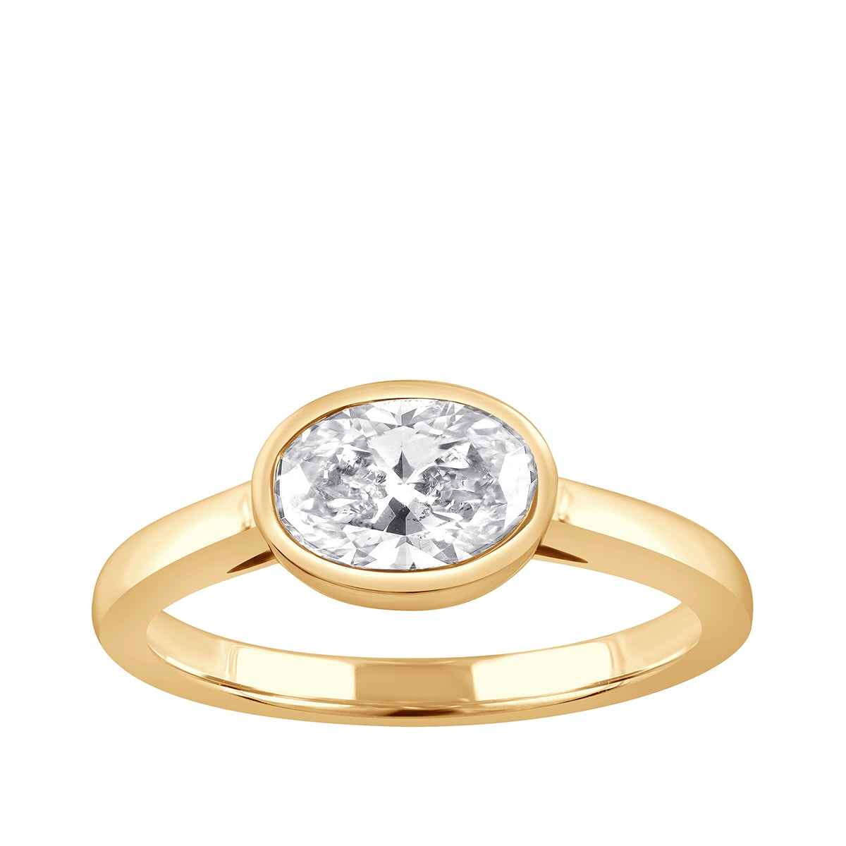 Adamante 1 ct. tw. Lab-Grown Oval Diamond Bezel Set Solitaire Engagement Ring in 14K Yellow Gold (2)