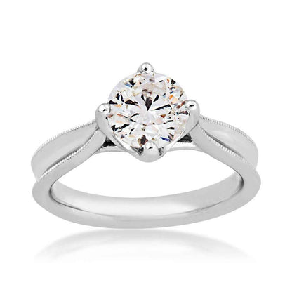 Canadian Rocks 3/4 ct. tw. Round Brilliant Diamond Milgrain Solitaire Engagement Ring in 14K White Gold