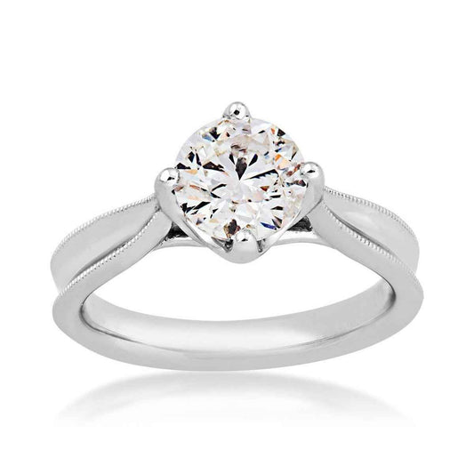 Canadian Rocks 3/4 ct. tw. Round Brilliant Diamond Milgrain Solitaire Engagement Ring in 14K White Gold