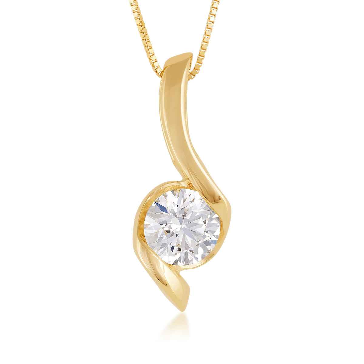 Sirena 1-1/2 ct. tw. Round Diamond Swirl Pendant in 14K Yellow Gold
