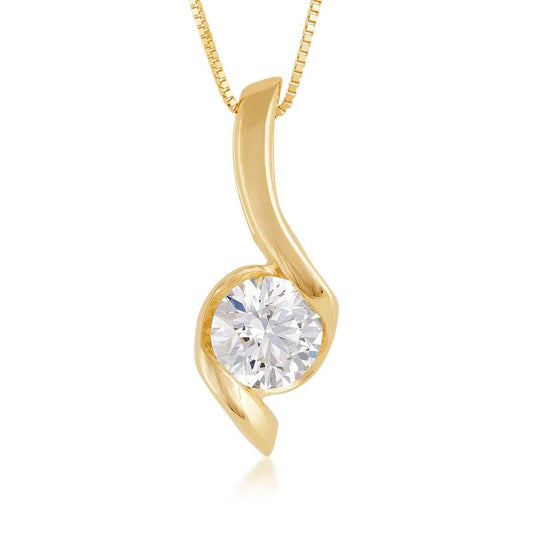 Sirena 1-1/2 ct. tw. Round Diamond Swirl Pendant in 14K Yellow Gold