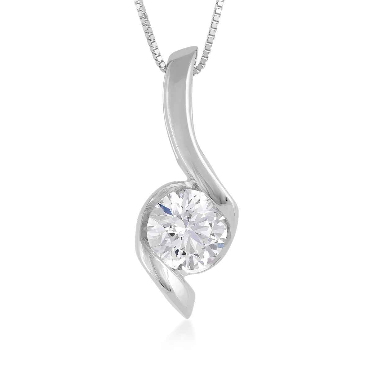 Sirena 2 ct. tw. Round Diamond Swirl Pendant in 14K White Gold