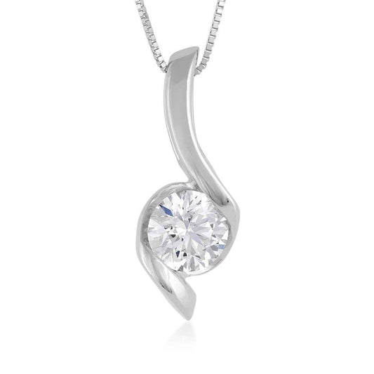 Sirena 2 ct. tw. Round Diamond Swirl Pendant in 14K White Gold