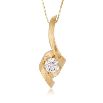 Sirena 3/4 ct. tw. Round Diamond Swirl Pendant in 14K Yellow Gold
