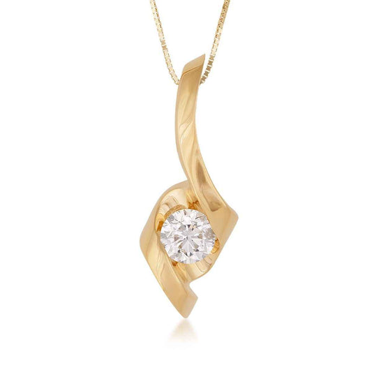 Sirena 3/4 ct. tw. Round Diamond Swirl Pendant in 14K Yellow Gold