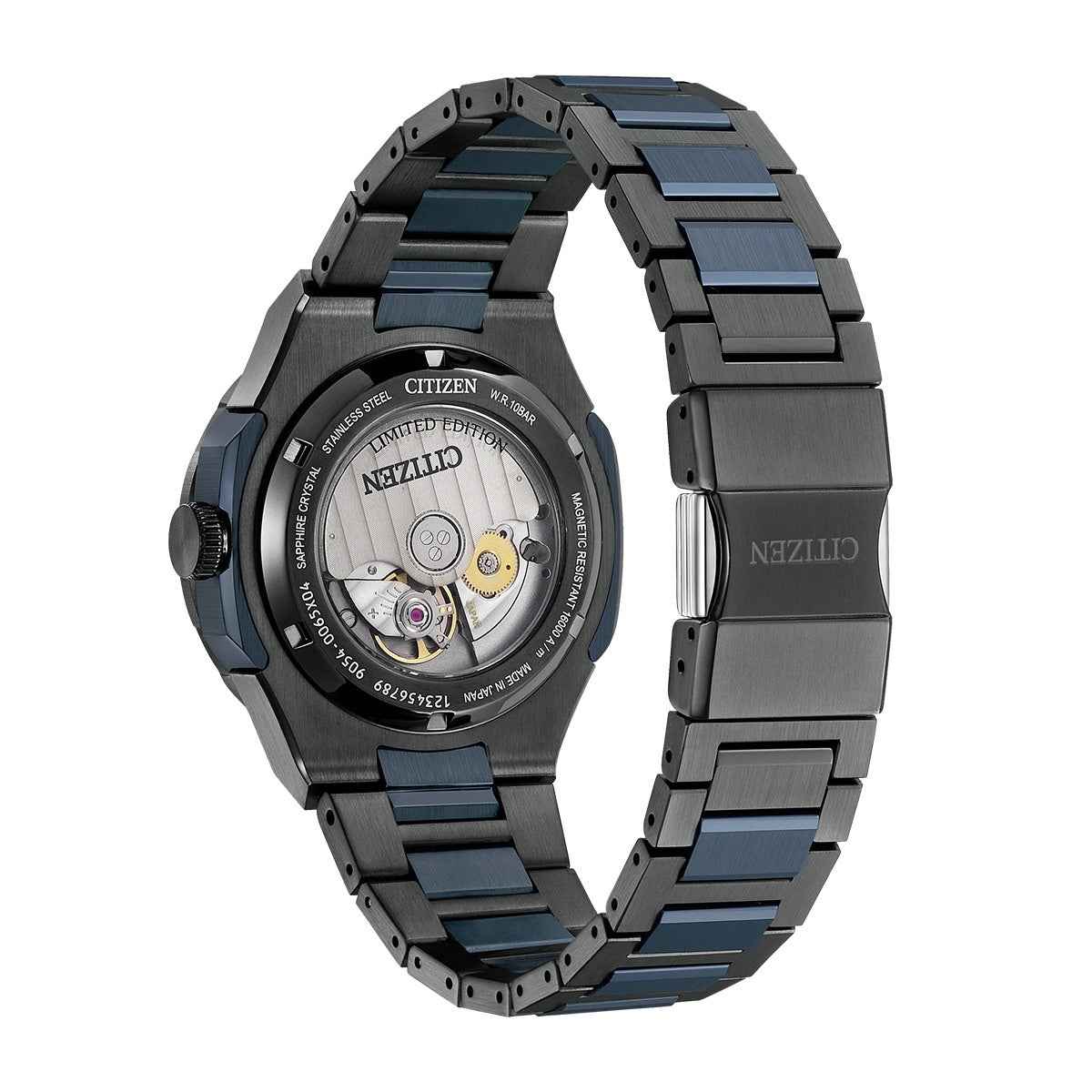 Citizen Men's Series8 880 GMT Automatic Gray & Blue Stainless Steel Watch with Blue Dial