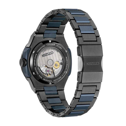 Citizen Men's Series8 880 GMT Automatic Gray & Blue Stainless Steel Watch with Blue Dial