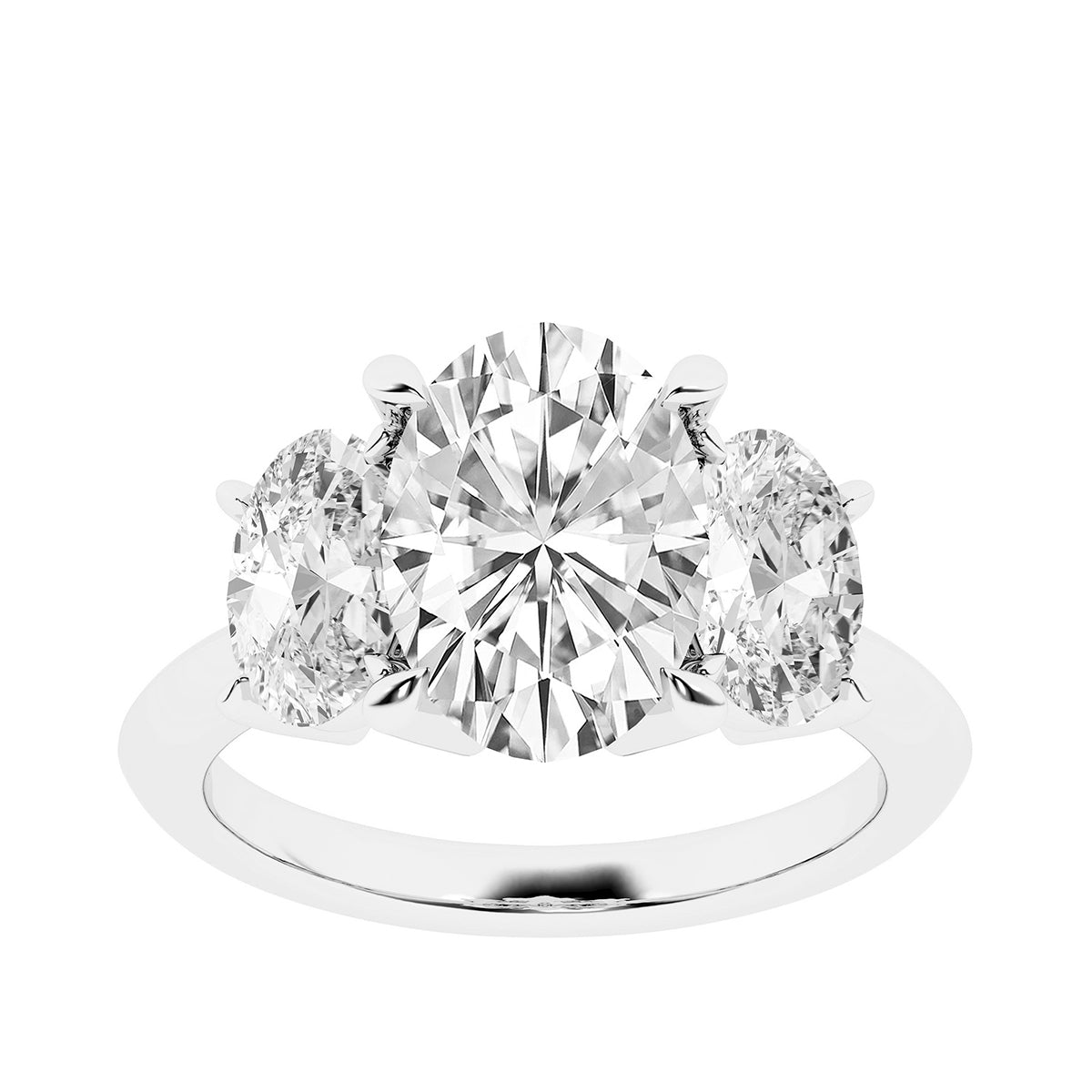Adamante 5 ct. tw. Lab-Grown Oval Diamond 3-Stone Engagement Ring in 14K White Gold