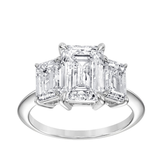 Adamante 5 ct. tw. Lab-Grown Emerald Cut Diamond 3-Stone Engagement Ring in 14K White Gold