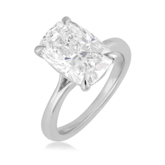 Adamante 4 ct. tw. Lab-Grown Elongated Cushion Diamond Solitaire Engagement Ring in 14K White Gold front view