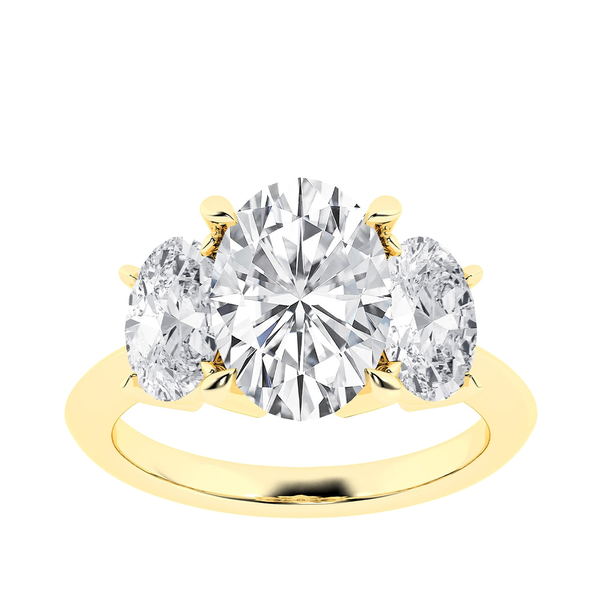 Adamantee 5 ct. tw. Lab-Grown Oval Diamond 3-Stone Engagement Ring in 14K Yellow Gold