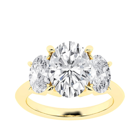 Adamantee 5 ct. tw. Lab-Grown Oval Diamond 3-Stone Engagement Ring in 14K Yellow Gold
